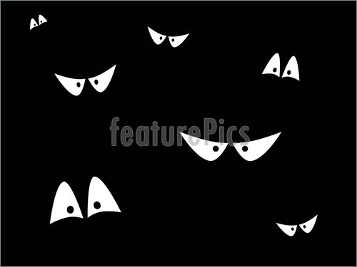 Halloween Eyes In The Deep Black Illustration  Royalty Free