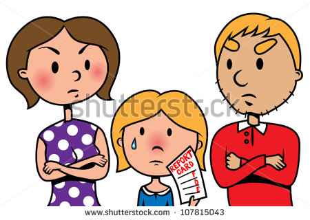 Illustration Of Child Holding Bad School Report Card An Angry Parents