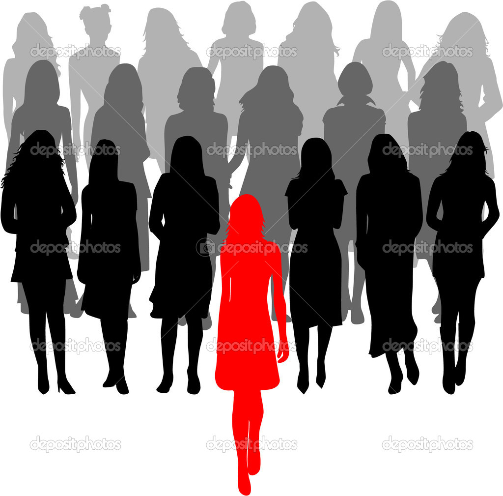 Leader   A Large Group Of Women   Vector Graphics   Stock Vector