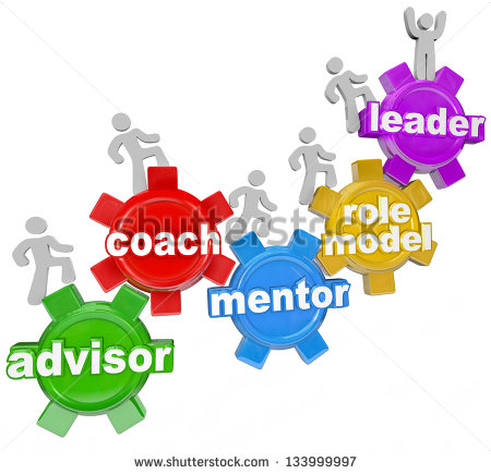 On Gears With The Words Advisor Coach Mentor Role Model And Leader