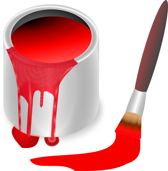 Red Paint Brush And Can Clip Art At Clker Com   Vector Clip Art Online    