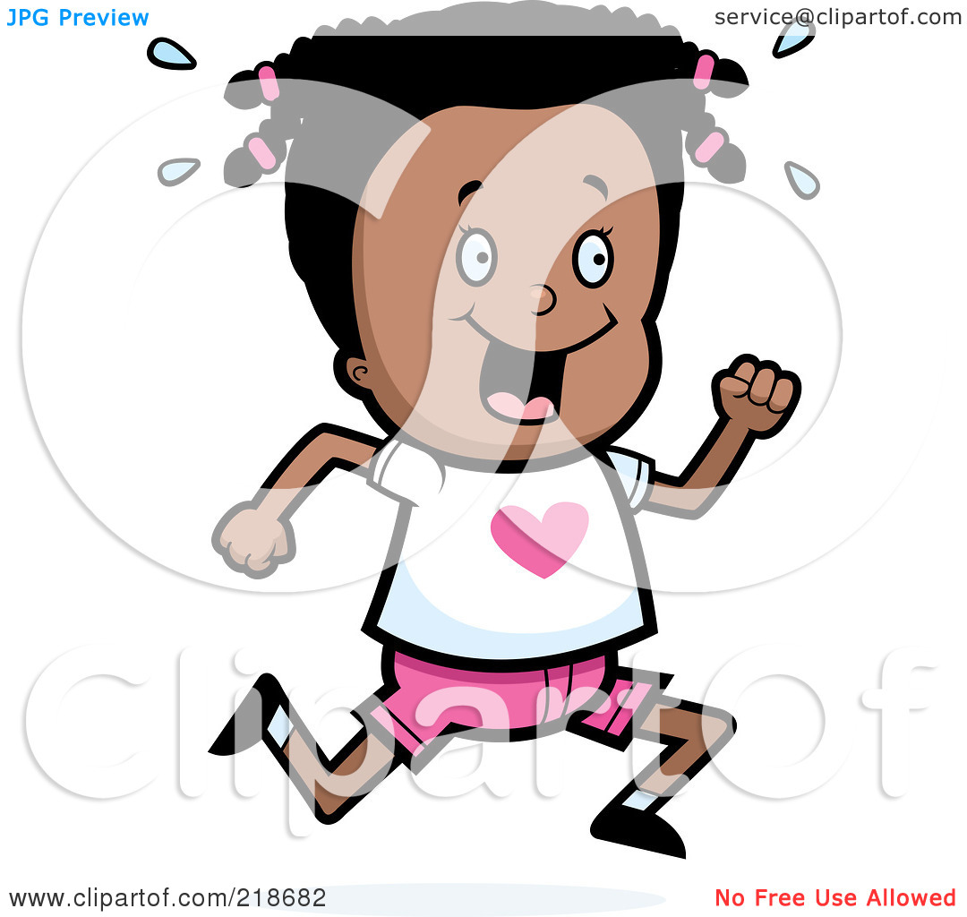 Royalty Free  Rf  Clipart Illustration Of A Happy Black Girl Sweating