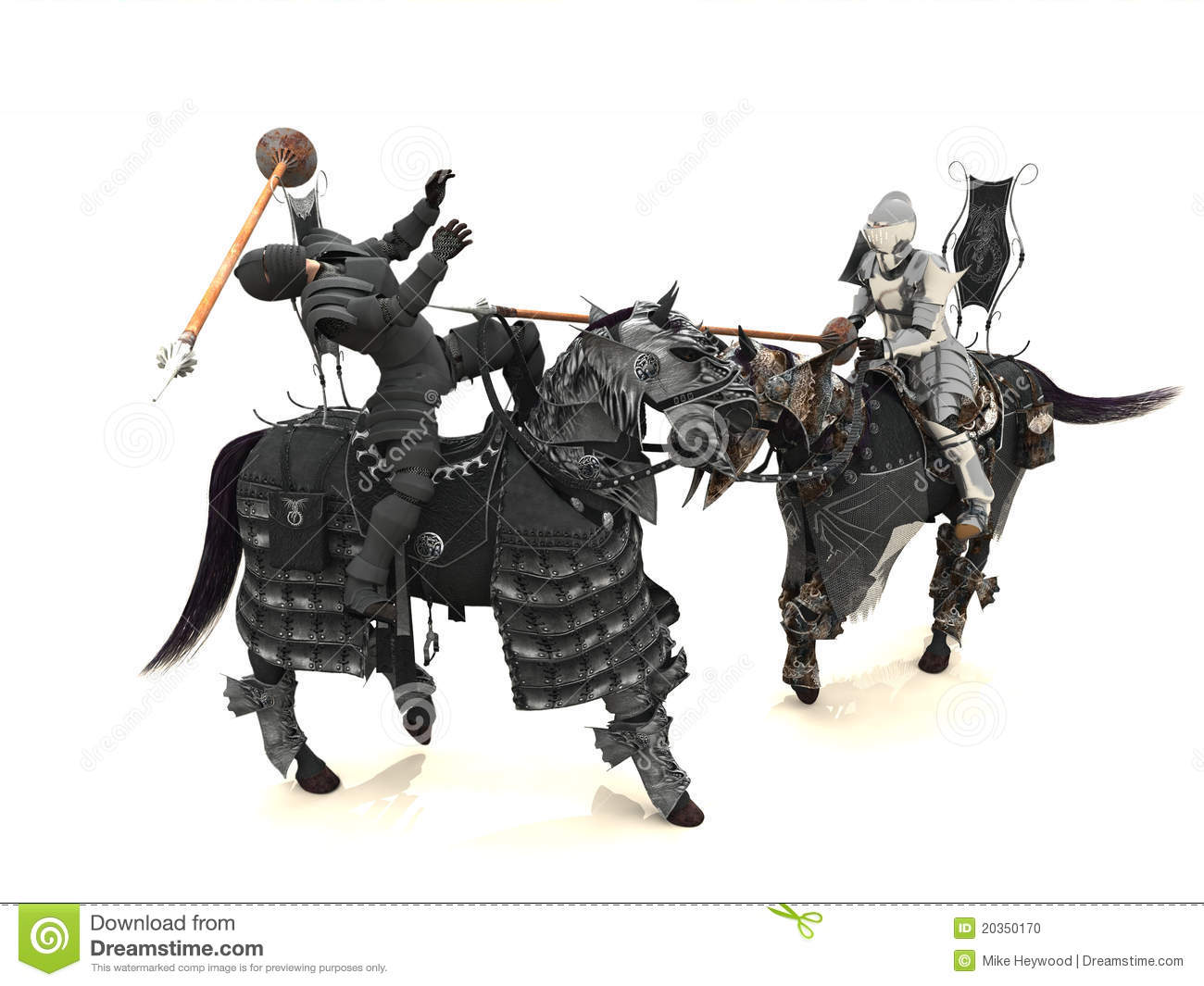 Silver Knight Unhorses Black Knight In Mounted Combat