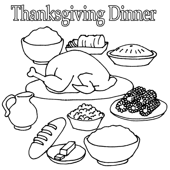 Thanksgiving Day Dinner Coloring Page