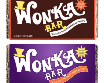 Wonka Bar Customize Printable Digital Chocolate Bar Candy Label For