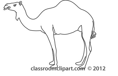 Camel In Front Of Egypt Pyramids 212 Outline   Classroom Clipart
