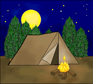 Camping Clip Art   Night Scene With Brown Tent