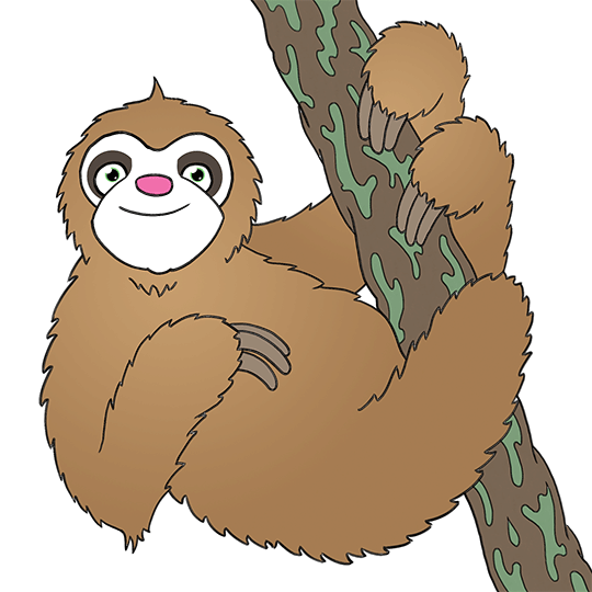 Cartoon Sloth Step By Step Drawing Lesson