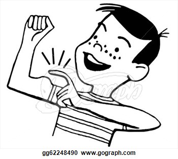 Clip Art   Boy Flexing And Tapping Muscles  Stock Illustration