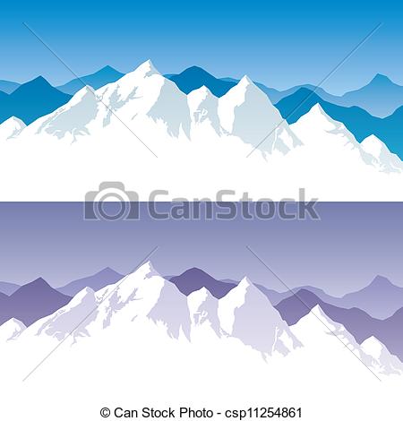 Clip Art Vector Of Mountain Range   Background With Snowy Mountain