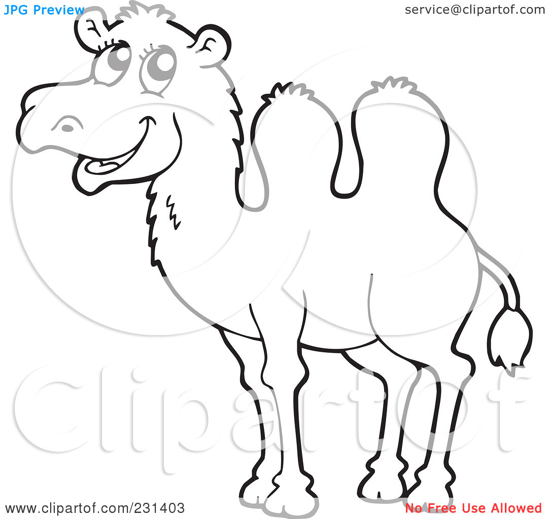 Clipart Illustration Of A Coloring Page Outline Of A Camel By Visekart