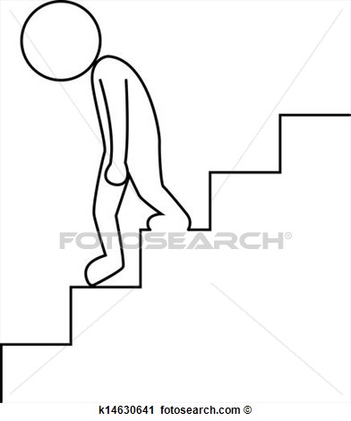 Clipart Of Sad Businessman Walking Downstairs K14630641   Search Clip