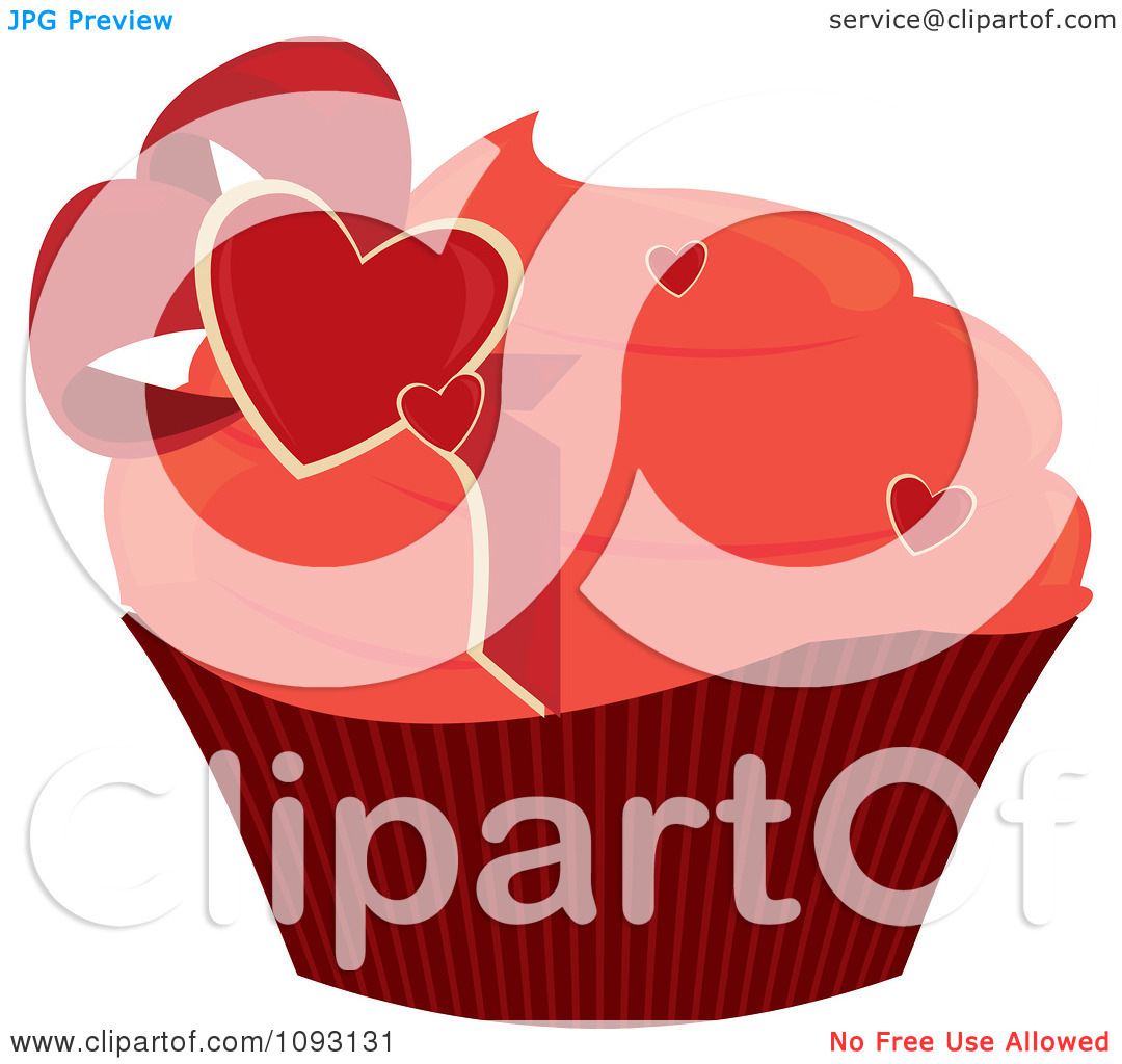 Clipart Pink Frosted Valentine Heart Cupcake   Royalty Free Vector    
