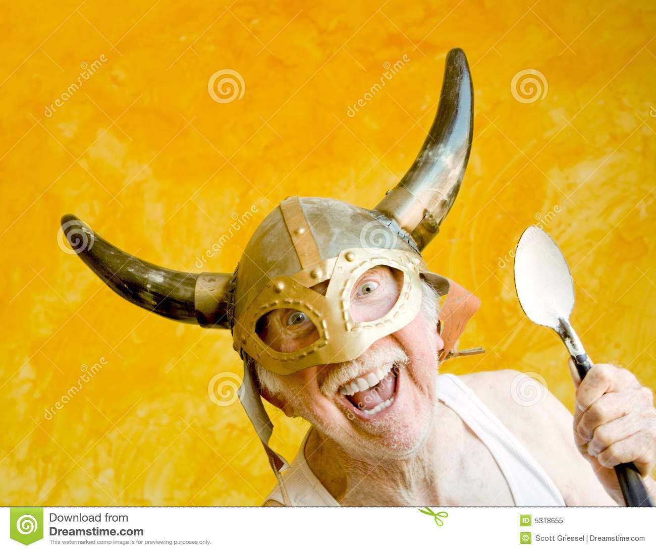 Crazy Old Man In A Viking Helmet Royalty Free Stock Photo   Image