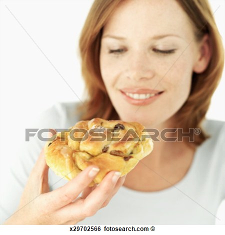Danish Pastry Clipart Stock Image   Young Woman Holding A Danish