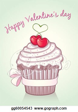 Eps Illustration   Valentine Cupcake  Vector Clipart Gg60054543