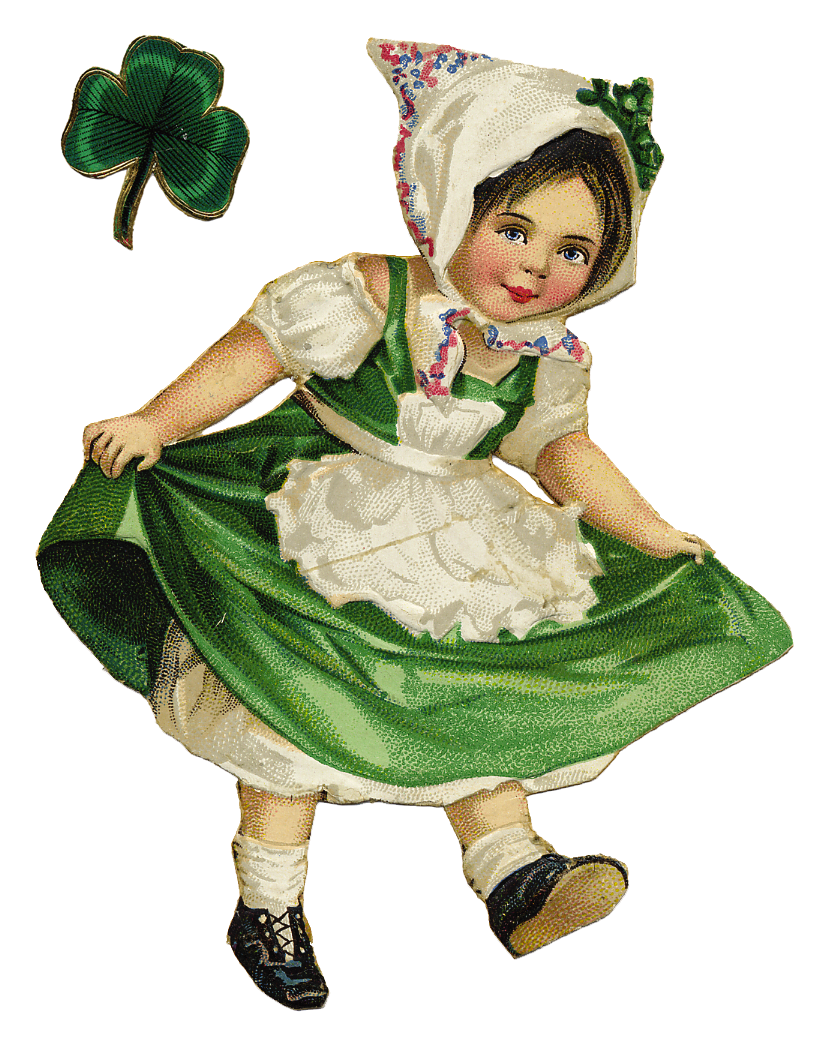 Free Graphic Little Vintage Irish Girl St  Paddy S Day And Burlap