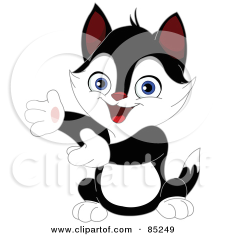 Free  Rf  Clipart Illustration Of A Cute Tuxedo Kitten Presenting