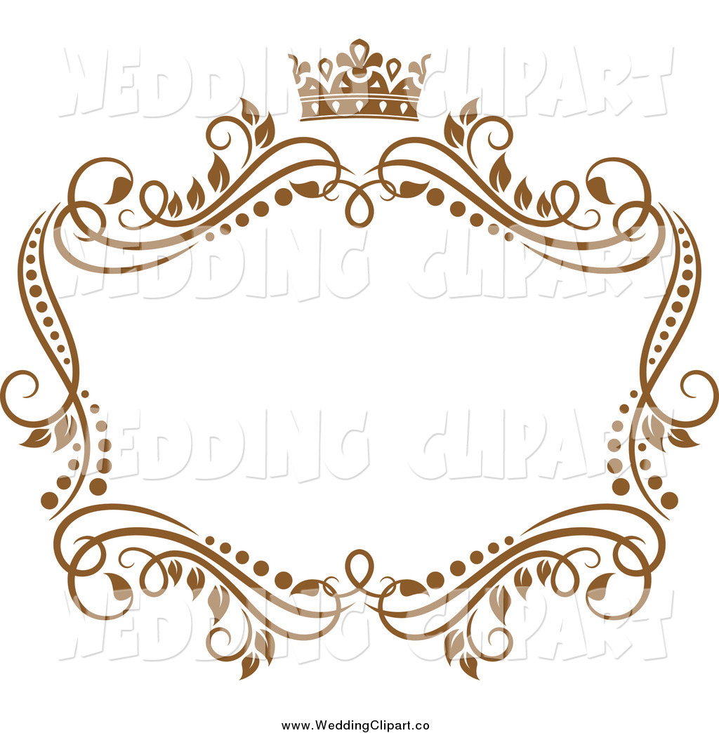 Golden Vine Wedding Frame With A Crown Golden Floral Wedding Frame