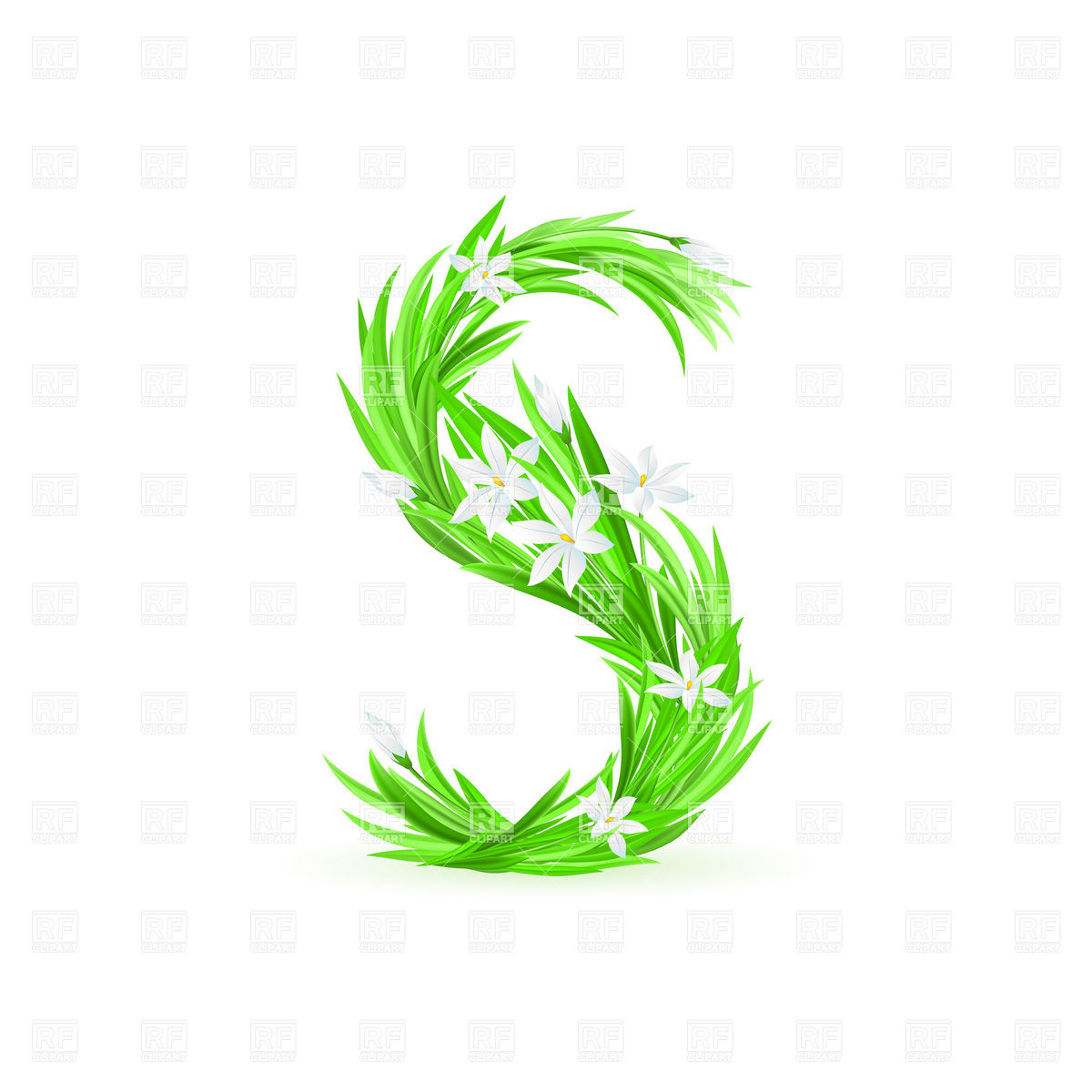 Grass And Spring Flowers Font Letter S 8372 Backgrounds Textures