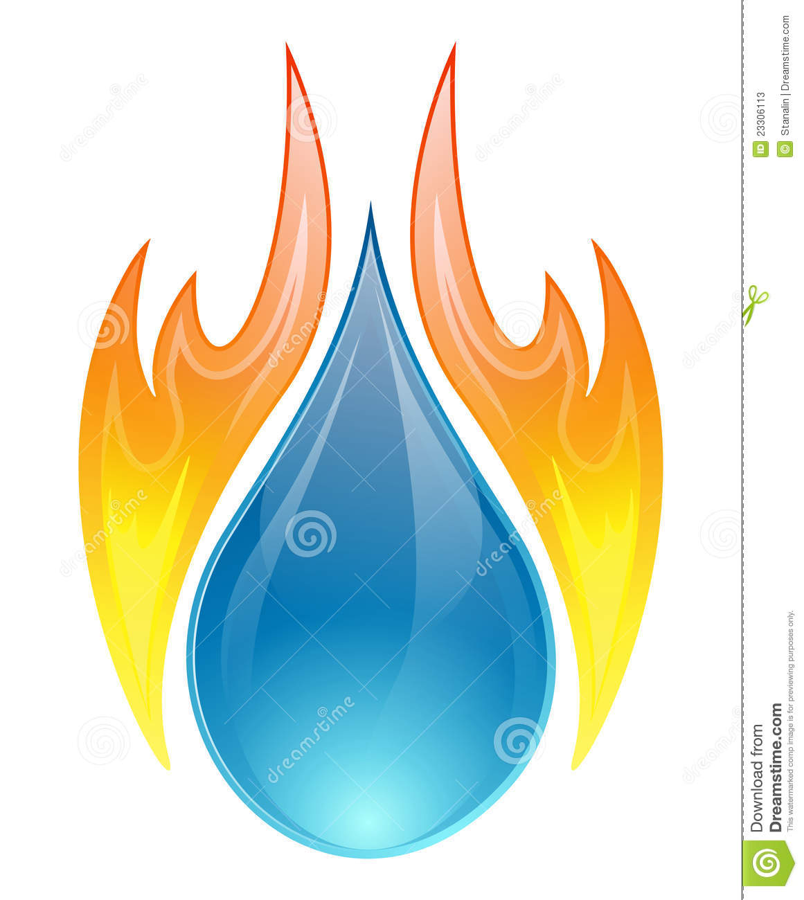 Illustration Of Two Elements Water And Fire On A White Background