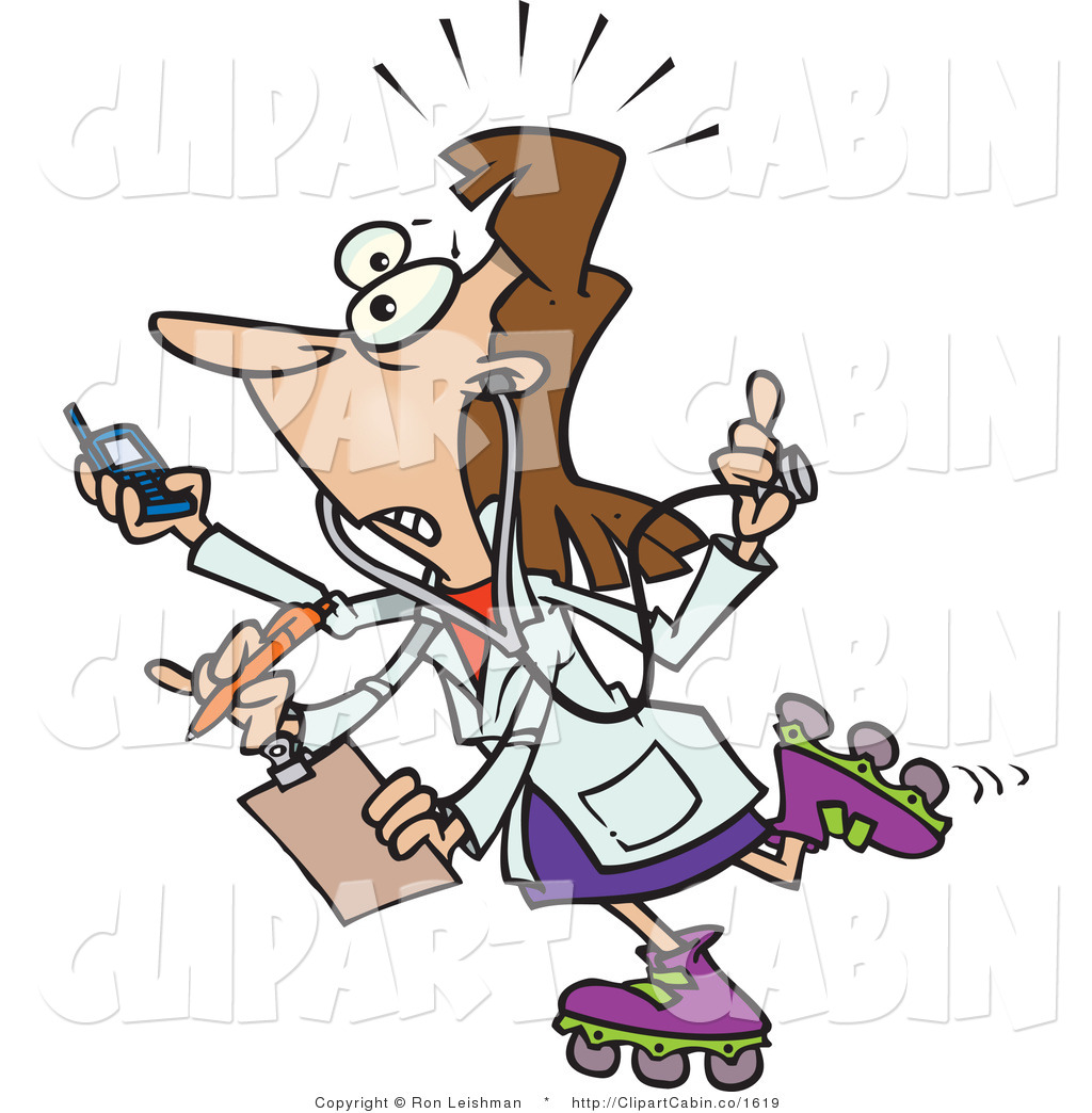 Larger Preview  Clip Art Vector Cartoon Of A Frantic Female Doctor