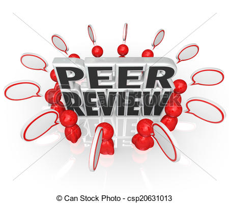 Peer Review Words Surrounded By People And Speech Bubbles Offering
