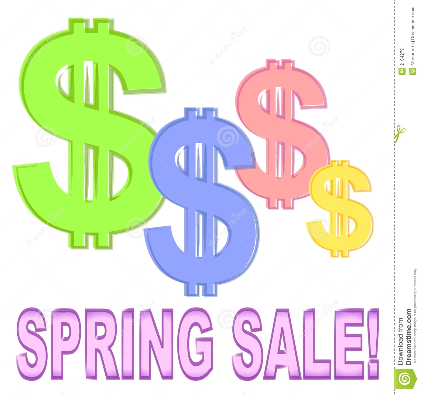 Retail Business Illustration Of Dollar Signs In Pastel Spring Colors