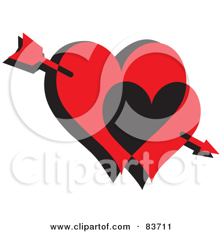 Royalty Free  Rf  Clipart Illustration Of Cupid S Arrow Through Two