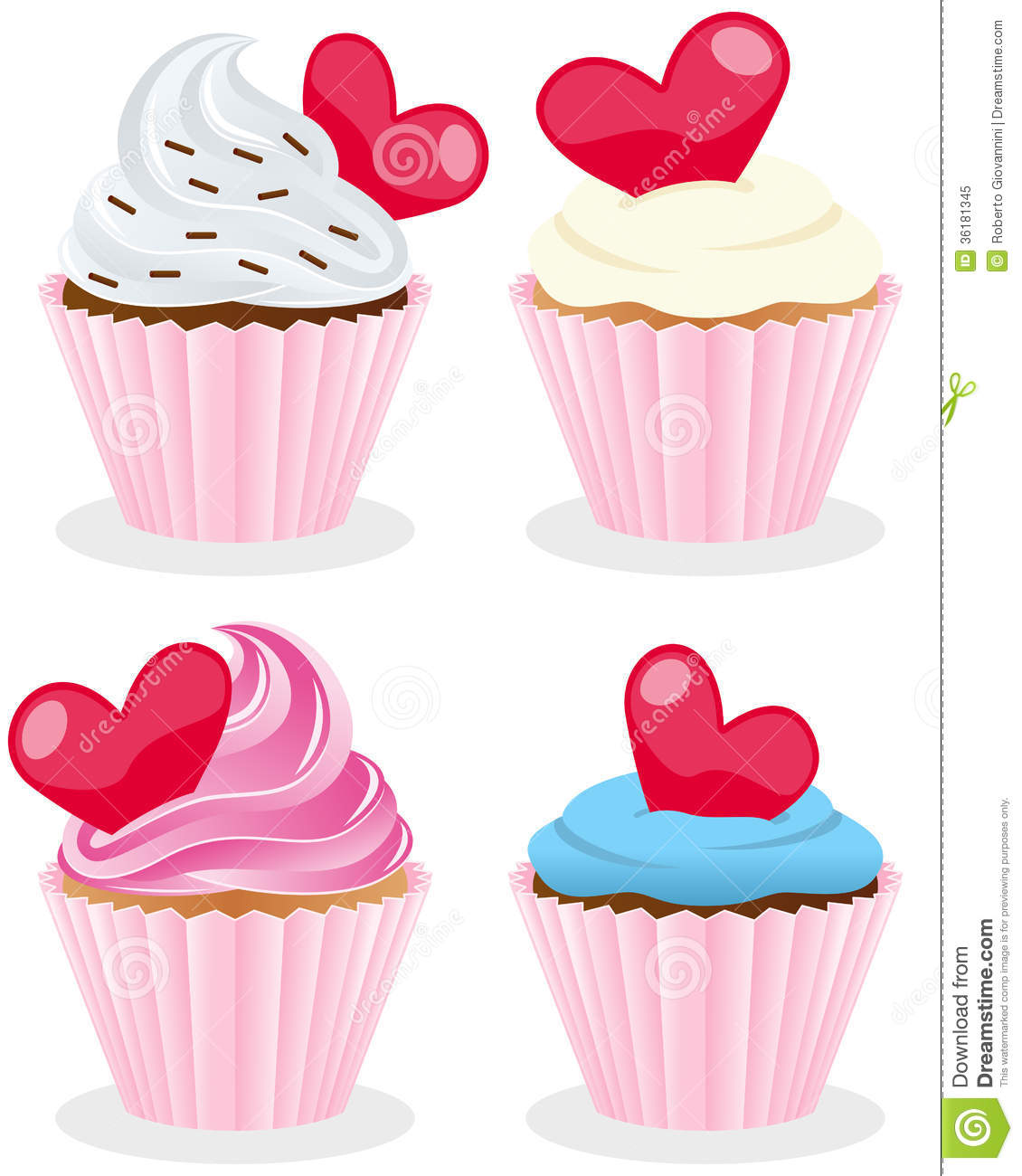 Set Of Four St  Valentines Or Saint Valentine S Day Sweet Cupcakes