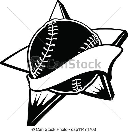Stars With A Baseball Or Softball With A Flowing Banner Over The Top