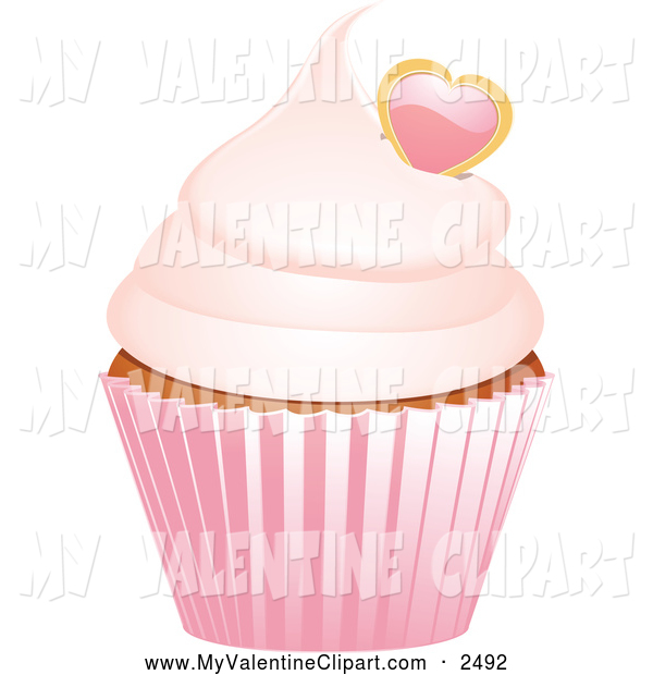 Valentine Clipart Of A Heart Cupcake In A Pink Wrapper By Elaine    