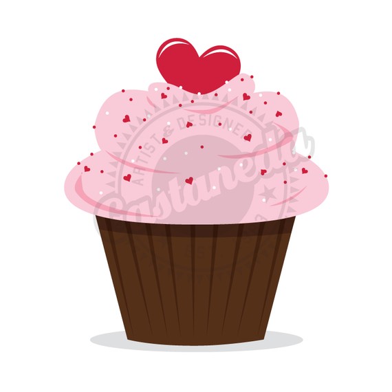 Valentine Cupcake Clipart By Gloriacastaneda On Etsy
