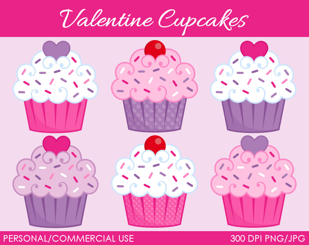 Valentine S Cupcakes Clipart Digital Clip Art By Mareetruelove