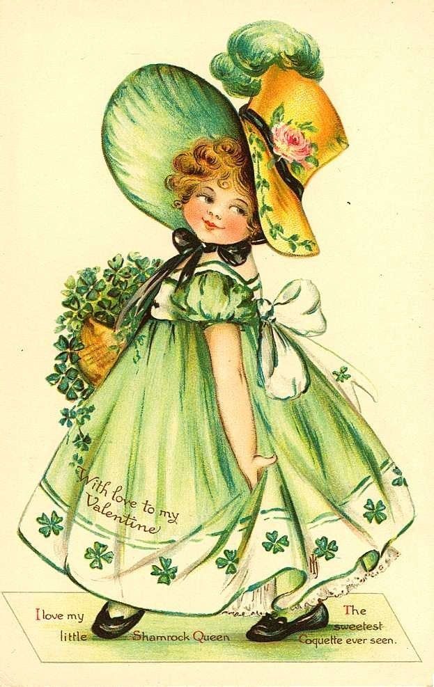 Valentine S Day Fabric Block Vintage Postcard On Fabric Victorian Iri