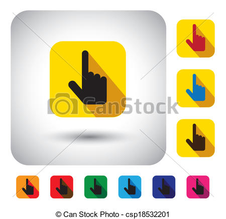 Vector   Hand Cursor Sign On Button   Flat Design Vector Icon    Stock