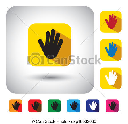 Vector   Hand Or Palm Sign On Button   Flat Design Vector Icon   Stock