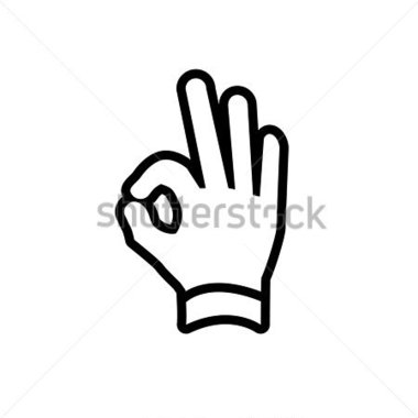 Vector Modern Flat Design Hand Ok Fingers Gesture Icon Black Isolated    