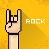 Vector Pixel Art Hand Sign Rock N Roll Music  Royalty Free Stock    