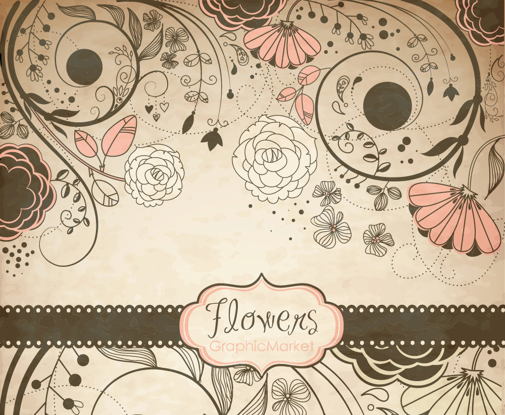 Vintage Flower Clip Art Floral Border Clipart By Graphicmarket