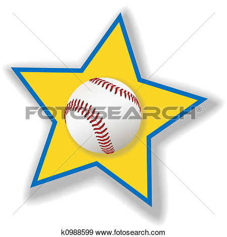 White Baseball Or Softball On A Star Background For All Star Baseball