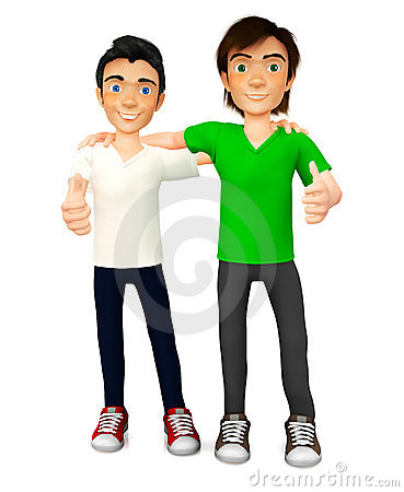 3d Guys With Thumbs Up Isolated Over A White Background