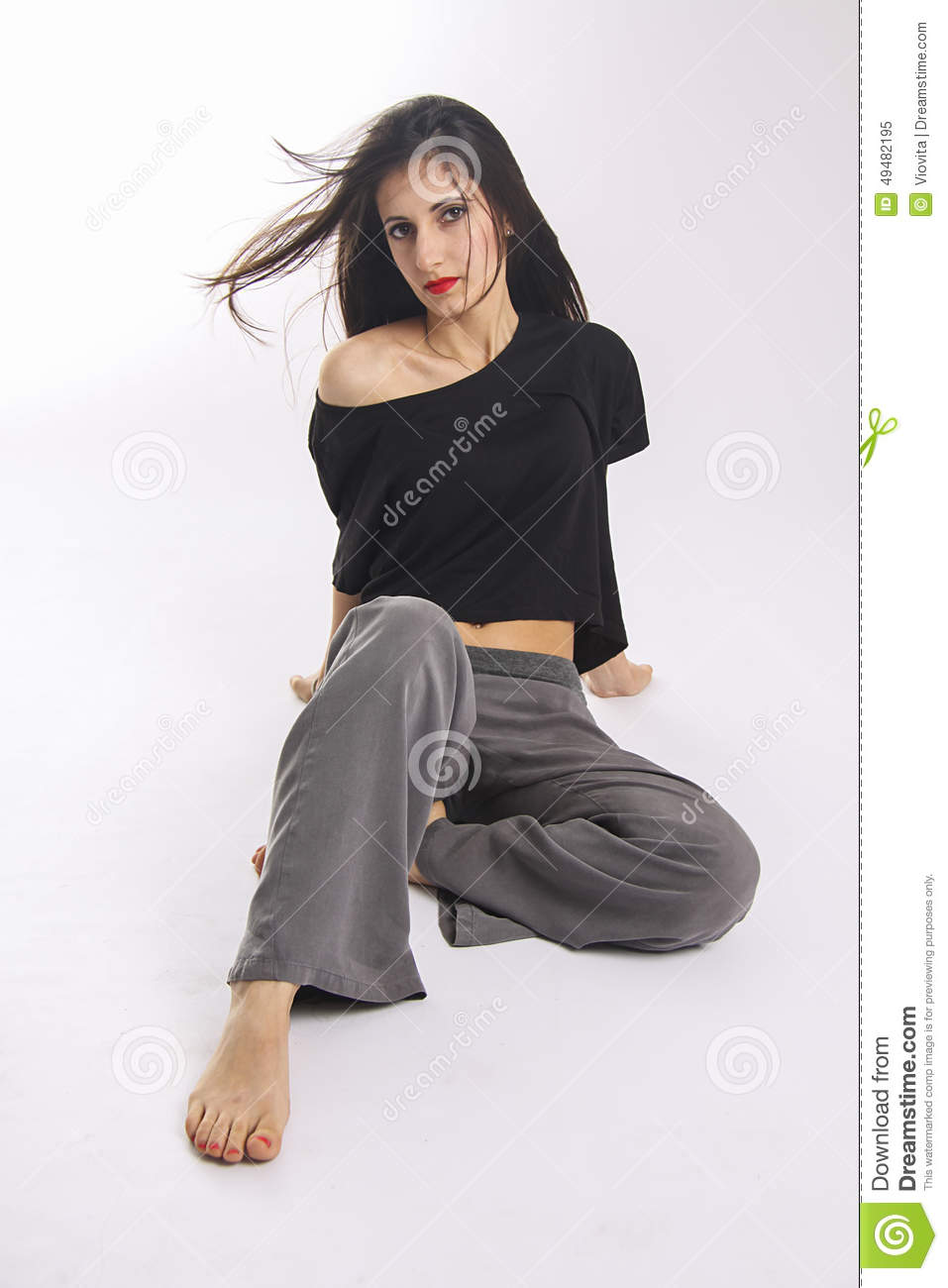 Barefoot Woman In Simple Clothes Stock Photo   Image  49482195