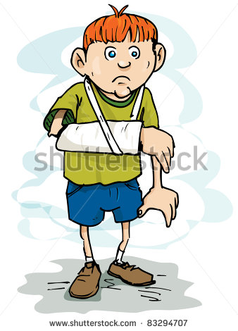 Cartoon Boy With A Broken Arm  Isolated On White Stock Vector