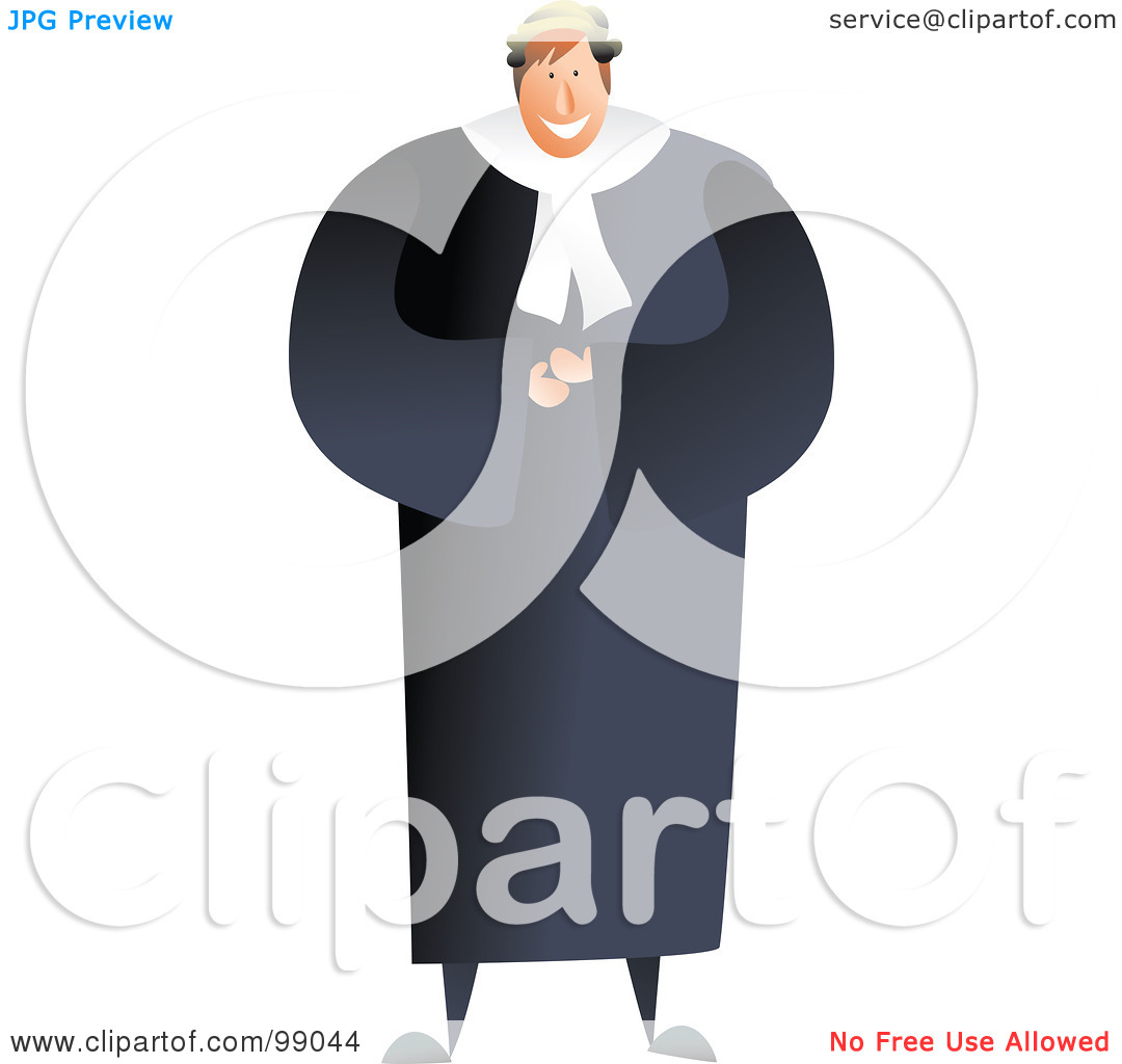 Clipart Illustration Of A Male Barrister Judge In A Black Robe By