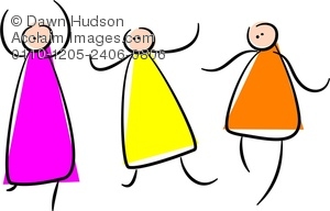 Clipart Illustration Of Three Simple Stick People Dancing Together