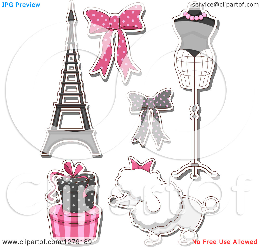 Clipart Of Sticker Styled French Fashion Themed Bows Mannequin