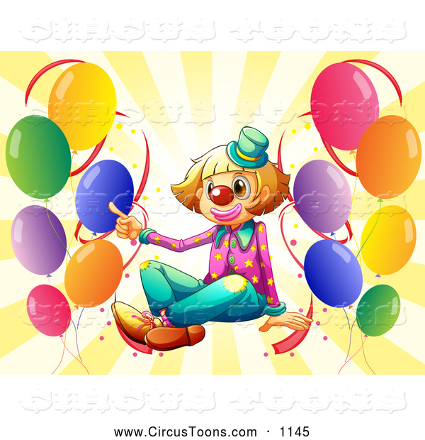 Clown With Balloons And Yellow Rays Circus Clip Art Colematt