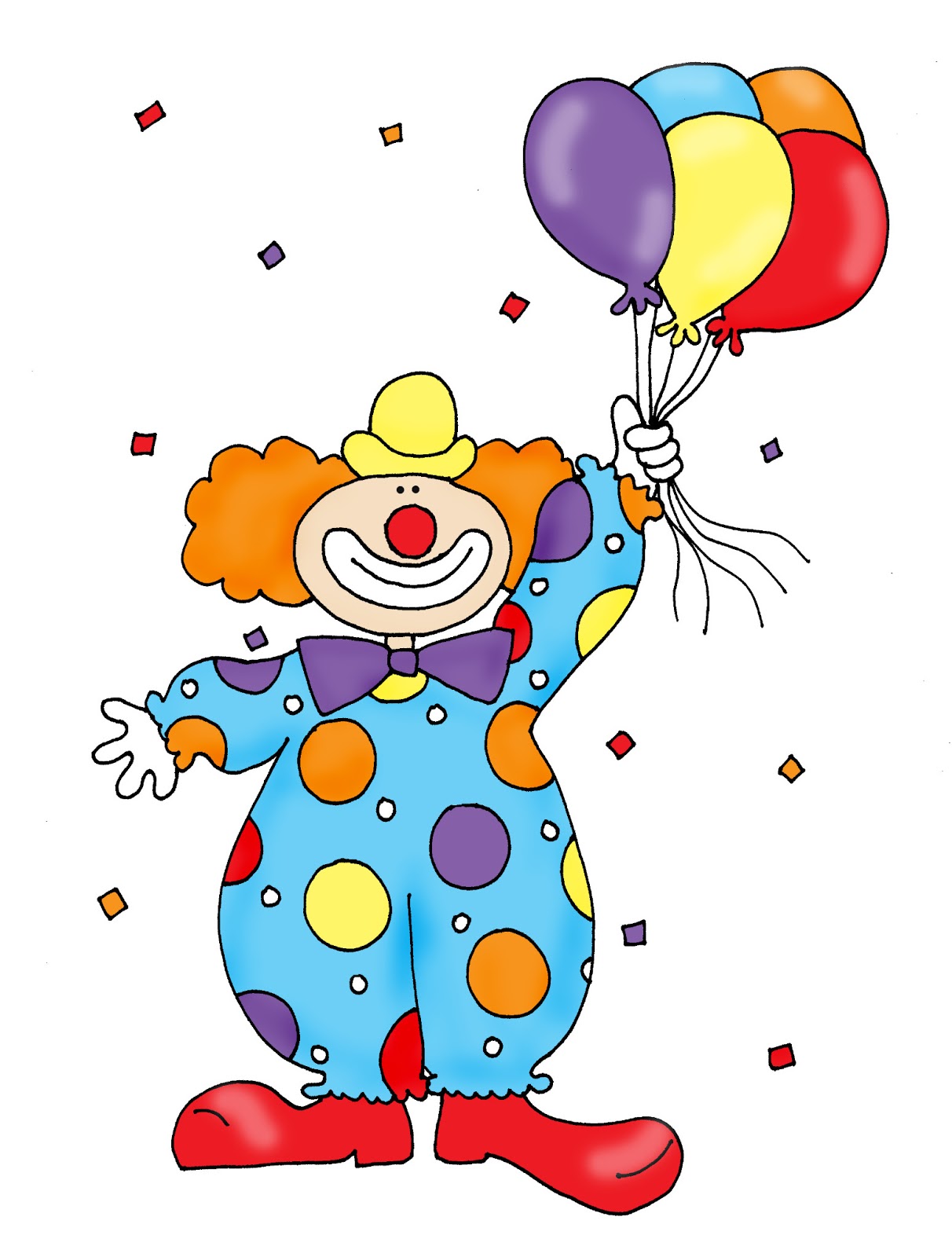 Clown With Balloons Color And B W