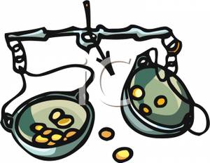 Coins In A Broken Scale   Royalty Free Clipart Picture